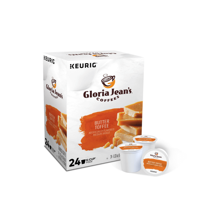 gloria jean's butter toffee k cups box of 24