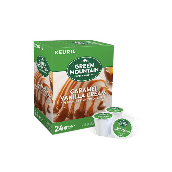 Caramel Vanilla Cream K-Cup® Coffee box of 24 angled
