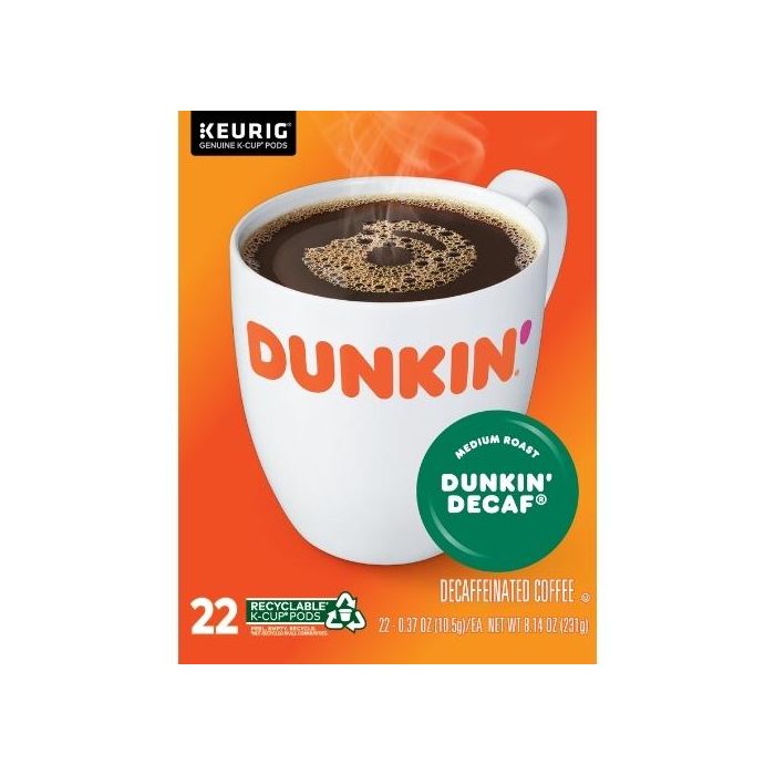 dunkin decaf kcups box front