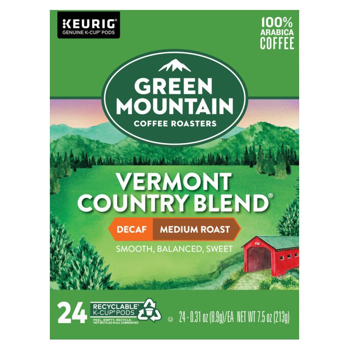 keurig decaf vermont country blend k cups box front